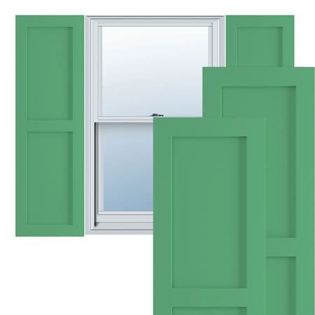 True Fit PVC Two Equal Flat Panel Shutters, Lilly Pads, 18W X 41H